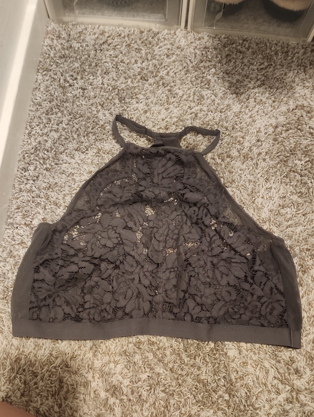 Torrid Gray Floral Lace Halter Bralette